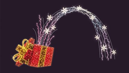 Световая фигура «Подарок желаний» СК-162-1, 5×3,5 м, IP65, красно-серебряное свечение