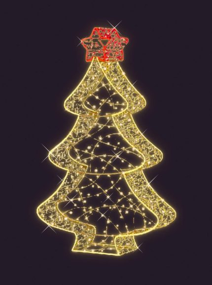 Световая фигура «Ёлка» СК-163-1, 1,2×2,5 м, IP65, золотое свечение