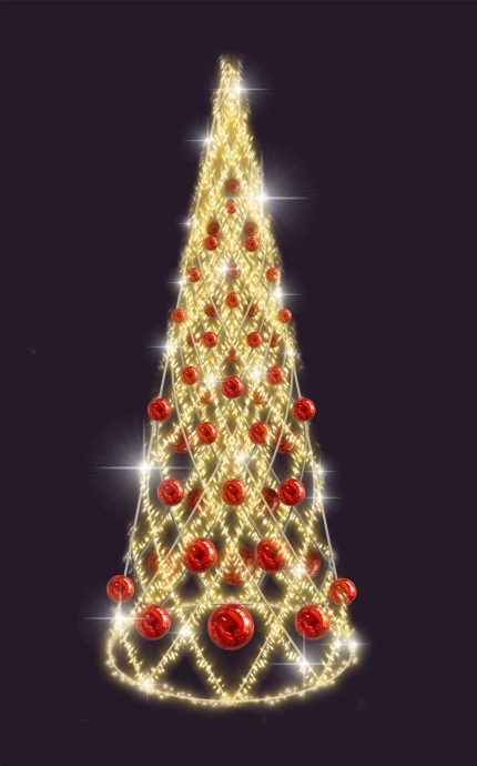 Световая ель СК-165, 1,2×2,5 м, IP65, тёплое свечение