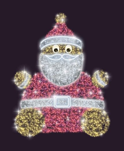 Световая фигура «Санта Клаус» СК-188, 3×3,5 м, IP65, красный/тёплый/холодный свет