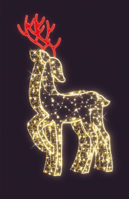 Световая фигура «Олень» СК-194-1, 1,5×1,8 м, IP65, тёплое свечение