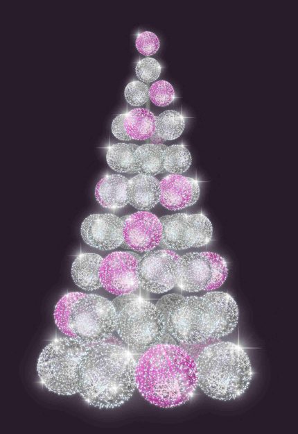 Световая ель СК-196, высота 4–8 м, IP65, фиолетово-серебряное свечение