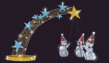 Световая композиция «Снеговики СК-202» 6×4 м, IP65, тёплый/холодный свет