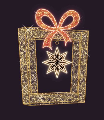 Световая фотозона «Подарок» СК-368, 3×2 м, IP65, теплый свет