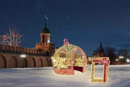 Световая композиция СК-373 «Фотозона с шаром», 5×4 м, IP65, красное и тёплое свечение