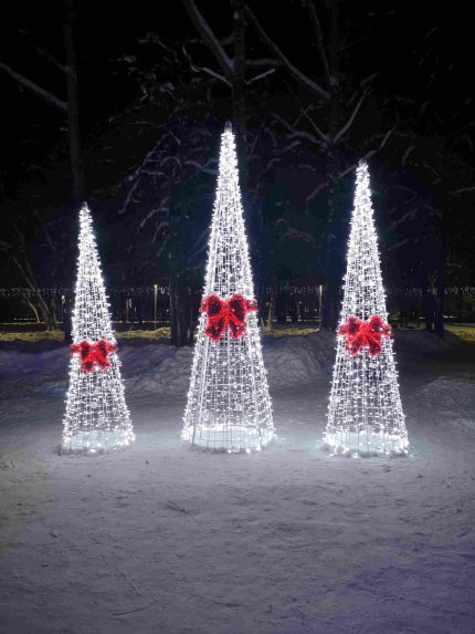 Световая фигура «Ёлочка с бантиком», IP54, холодный свет