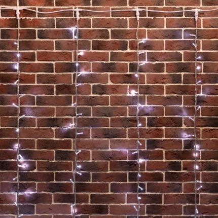 Гирлянда-занавес 2×6 м, Белый с эффектом водопада, 360 LED, прозрачный ПВХ, IP65, 24В