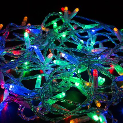 Гирлянда Нить 10 м Мультиколор Статика, 100 LED, Прозрачный ПВХ, IP65, NN