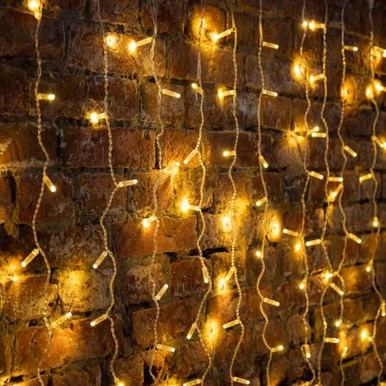 Гирлянда Занавес 2×9 м Тёплый Белый Статика, 230В, 1200 LED, Провод Прозрачный ПВХ, IP65