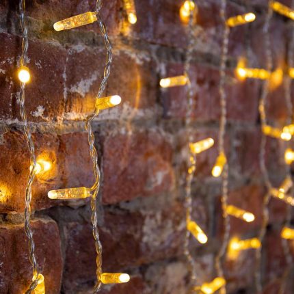 Гирлянда Занавес 2×1.5 м, Тепло-Белый с Мерцанием, 230В, 192 LED, Провод Прозрачный ПВХ, IP65