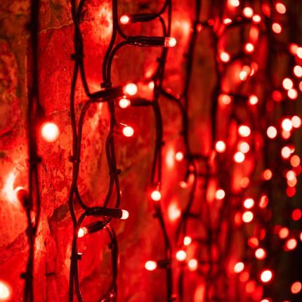 Гирлянда занавес 2×1,5 м Красный Статика, 360 LED, черный каучук, IP67