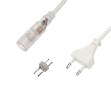 Установочный набор для дюралайта 2W ∅10 мм (блок питания ПВХ с диодным мостом и вилкой, заглушка, игла, термоусадка), до 100м