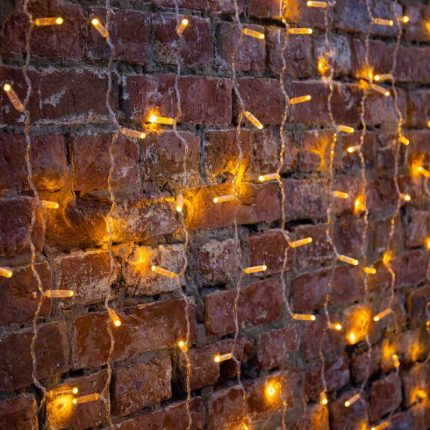 Гирлянда Занавес 2×1,5 м, Жёлтый Статика, 192 LED, Провод Прозрачный ПВХ, IP65