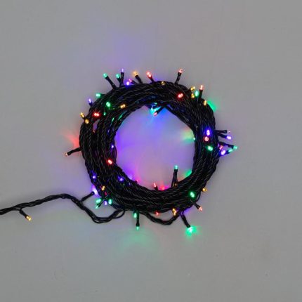 Гирлянда Нить 10 м Мультиколор с Динамикой, 100 LED, Чёрный ПВХ, IP65, NN