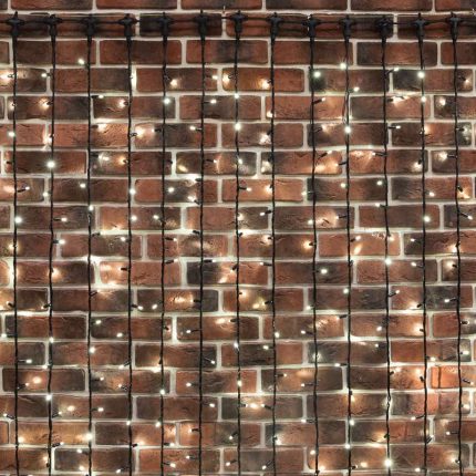 Гирлянда Занавес 2×6 м Белая с эффектом водопада 230В, 1520 LED, Провод Черный ПВХ, IP65