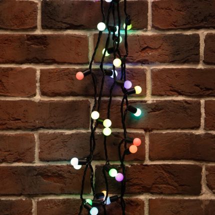 Гирлянда Мультишарики 20 м RGB с быстрой сменой цвета, 24 В, 200 LED, Провод Чёрный ПВХ, IP65