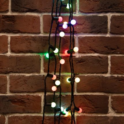 Гирлянда Мультишарики 20 м RGB с быстрой сменой цвета, 230 В, 200 LED, шарики 17.5 мм, Провод Чёрный ПВХ, IP65