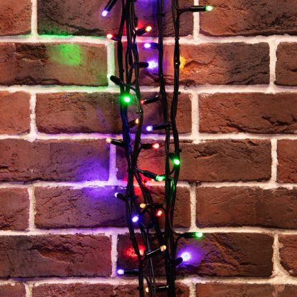 Гирлянда Нить управляемая 20 м Мультиколор с динамикой, 230 В, 240 LED, Провод Чёрный Каучук, IP67