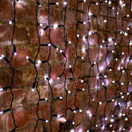 Гирлянда занавес 2×1,5 м Белый с Мерцанием, 300 LED, IP65, черный ПВХ