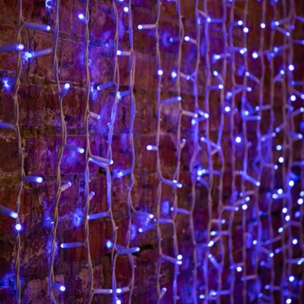 Гирлянда занавес 2×1,5 м, Синий Статика, 360 LED, белый каучук, IP67