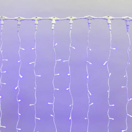 Гирлянда занавес 2×1,5 м Синий Статика, 360 LED, белый ПВХ, IP65