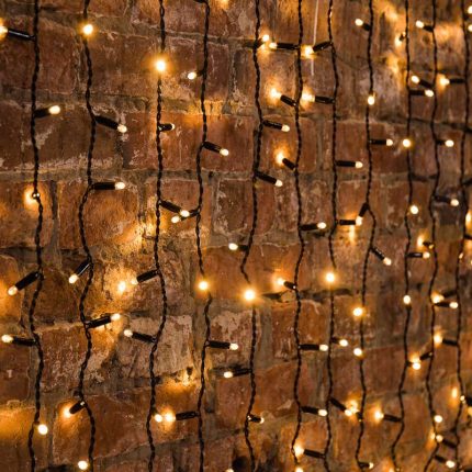 Гирлянда Занавес 2×0.8 м Тепло-Белый с Мерцанием, 160 LED, IP65, черный провод
