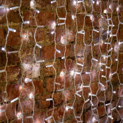 Гирлянда занавес 2×1,5 м Белый с Мерцанием, 300 LED, IP65, белый ПВХ