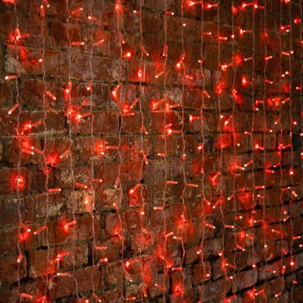 Гирлянда Занавес 2×1.5 м Красный Статика 230В, 192 LED, Провод Прозрачный ПВХ, IP65