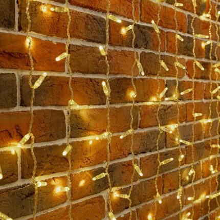 Гирлянда Занавес 2×9 м Тёплый Белый с Мерцанием, 230В, 1200 LED, Провод Прозрачный ПВХ, IP65