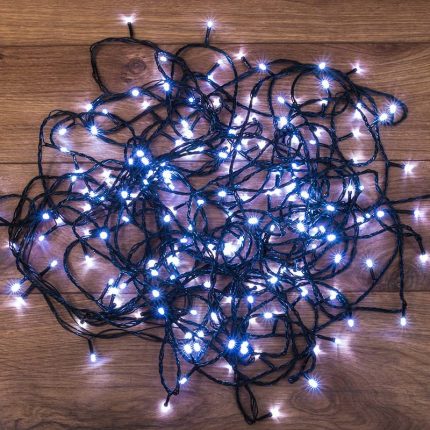 Гирлянда Нить 20 м Белая с Динамикой, 200 LED, Тёмно-зелёный ПВХ, IP20, NN