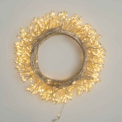 Гирлянда Роса Фейерверк 20 м Тепло-Белая с Динамикой, 500 LED, Серебристый Металл, IP20, NN