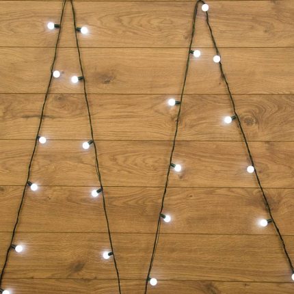Гирлянда Мультишарики 5 м Белая Статика, 230 В, диаметр шарика 25 мм, 25 LED, Провод Тёмно-Зелёный ПВХ, IP20