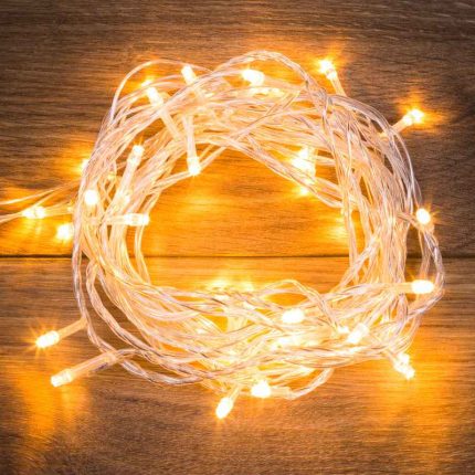 Гирлянда Нить 20 м Тепло-Белая с Динамикой, 230 В, 160 LED, Прозрачный ПВХ, IP20