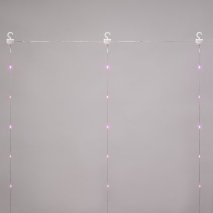 Гирлянда Занавес из росы 3х3 м Розовый с Динамикой, 5В, 300 LED, Провод Прозрачный ПВХ, IP20