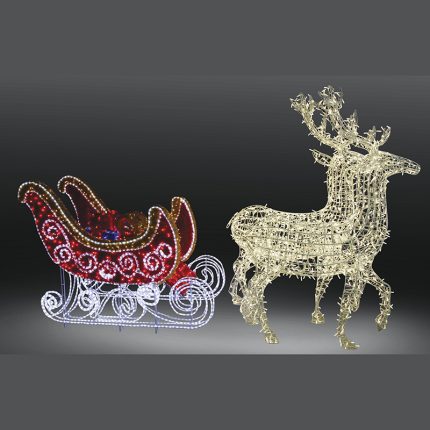 Фигура олени с санями, 3,5м, IP65, тепло-белый и красный свет