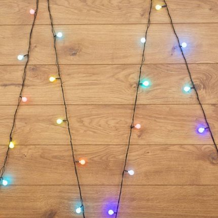 ирлянда Мультишарики 5 м RGB с быстрой сменой цвета, 230 В, диаметр шарика 18 мм, 30 LED, Провод Тёмно-Зелёный ПВХ, IP20