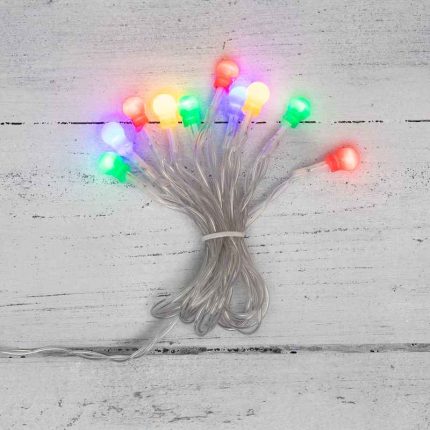 Гирлянда «Шарики» 1,5 м, мультиколор свет, 10 LED, провод прозрачный ПВХ, IP20