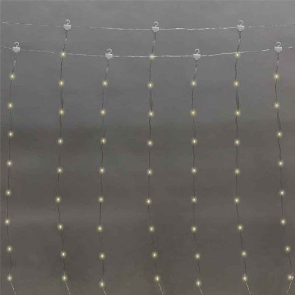 Гирлянда Занавес из росы 3х3 м Тепло-Белый с Динамикой, 5В, 300 LED, Провод Серебристый Металл, IP20