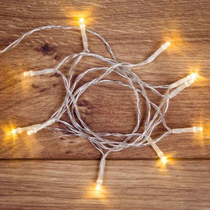 Гирлянда Универсальная 1.2 м, тепло-белый свет, 10 LED, провод прозрачный ПВХ, IP20