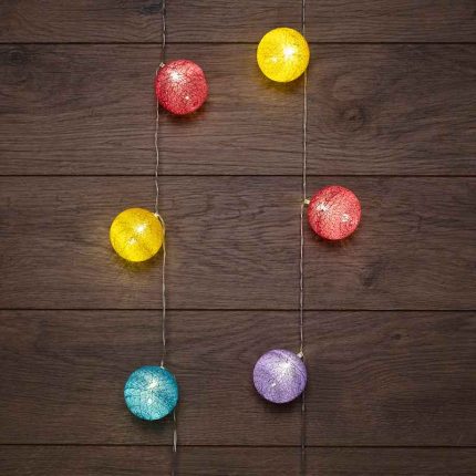 Гирлянда «Тайские фонарики Фейерверк» 1,5 м, тепло-белый свет, 10 LED, провод прозрачный ПВХ, IP20