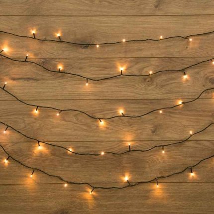 Гирлянда Нить 20 м Тепло-Белая с Динамикой, 230 В, 200 LED, Провод Тёмно-Зелёный ПВХ, IP20