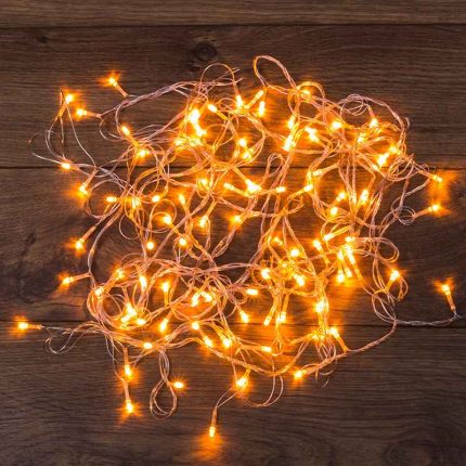 Гирлянда Нить 10 м Тепло-Белая с Динамикой, 100 LED, Прозрачный ПВХ, IP20, HOME