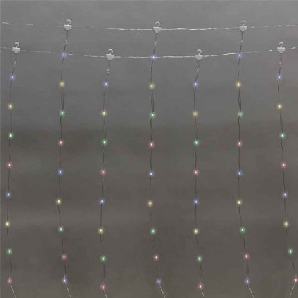 Гирлянда Занавес из росы 3х2 м Мультиколор с Динамикой, 5В, 200 LED, Провод Серебристый Металл, IP20