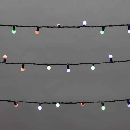 Гирлянда Мультишарики 20 м RGB динамический, 200 LED, Тёмно-зелёный ПВХ, IP44, NN