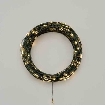 Гирлянда Роса 50 м Тепло-Белая с Динамикой, 500 LED, Тёмно-зелёный металл, IP20, NN