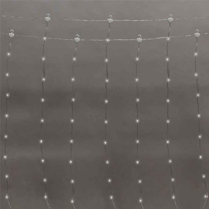 Гирлянда Занавес из росы 3х3 м Белый с Динамикой, 5В, 300 LED, Провод Серебристый Металл, IP20